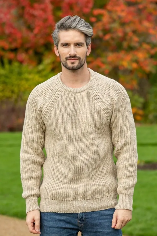 Mens Knitwear|Mens Fisherman Sweaters*Sweater Shop Fisherman Rib Sweater Parsnip