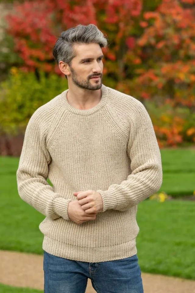 Mens Knitwear|Mens Fisherman Sweaters*Sweater Shop Fisherman Rib Sweater Parsnip