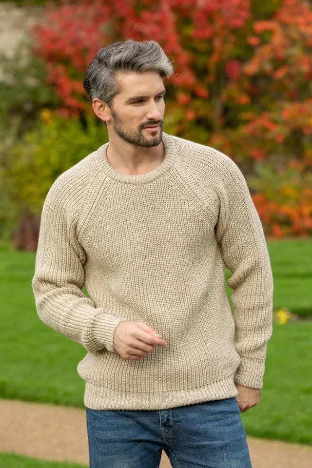 Mens Knitwear|Mens Fisherman Sweaters*Sweater Shop Fisherman Rib Sweater Parsnip