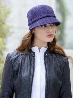 Aran Wool Hats|Ladies Hats*Sweater Shop Flapper Cap Purple Herringbone One Size Colour 213