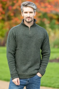 Mens Fisherman Sweaters|Mens Knitwear*Sweater Shop Halfzip Sweater Lambswool A227