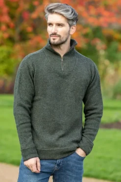 Mens Fisherman Sweaters|Mens Knitwear*Sweater Shop Halfzip Sweater Lambswool A227