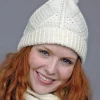 Aran Wool Hats|Ladies Hats*Sweater Shop Hand Knit Aran Hat with bobble Natural