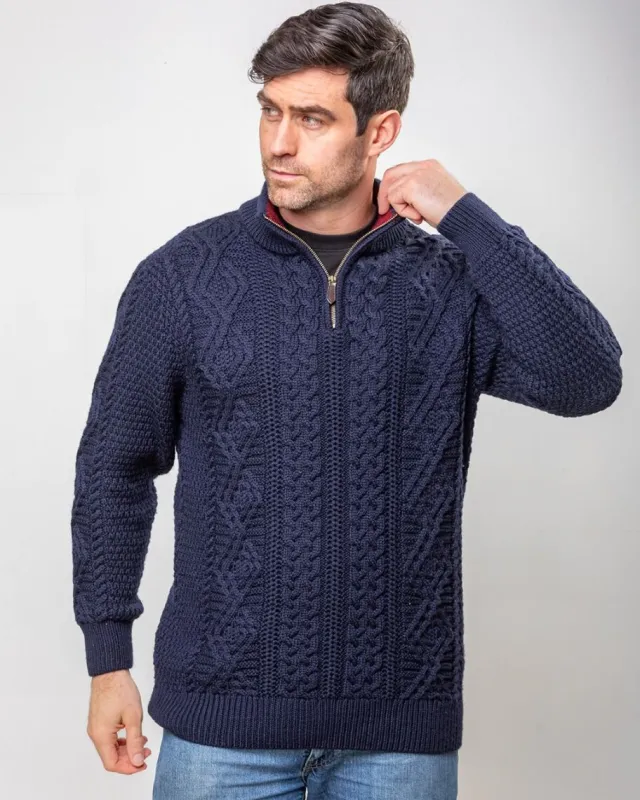 Cashmere And Merino Sweaters|Mens Knitwear*Sweater Shop Heavyweight Extra Fine Merino Wool Half Zip Sweater - Navy
