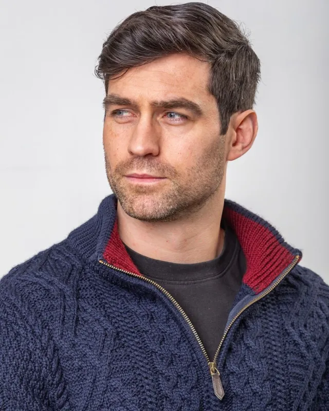 Cashmere And Merino Sweaters|Mens Knitwear*Sweater Shop Heavyweight Extra Fine Merino Wool Half Zip Sweater - Navy