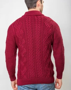 Cashmere And Merino Sweaters|Mens Knitwear*Sweater Shop Heavyweight Extra Fine Merino Wool Half Zip Sweater - Berry