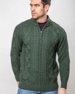 Cashmere And Merino Sweaters|Mens Knitwear*Sweater Shop Heavyweight Extra Fine Merino Wool Half Zip Sweater - Forest Green