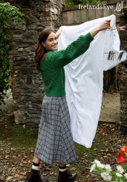 Womens Irish Knitwear|Womens Aran Fisherman Sweaters*Sweater Shop Honeysuckle Cropped Aran Sweater Green Marl