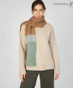 Ladies Merino Wool Scarves|Ladies Wool Cashmere Scarves*Sweater Shop IrelandsEye Knitwear u2018Elderu2019 Contrast Panel Scarf