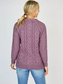 Womens Irish Knitwear|Ladies Cardigans*Sweater Shop Irish Aran Cardigan Lavender