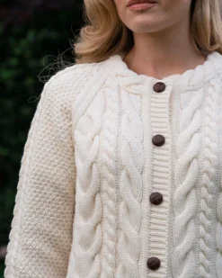 Womens Irish Knitwear|Ladies Cardigans*Sweater Shop Irish Aran Cardigan Natural