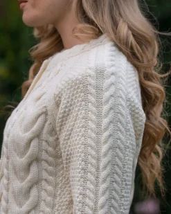 Womens Irish Knitwear|Ladies Cardigans*Sweater Shop Irish Aran Cardigan Natural