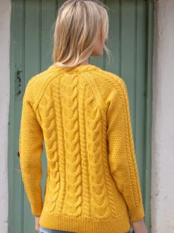 Womens Irish Knitwear|Ladies Cardigans*Sweater Shop Irish Aran Cardigan Yellow