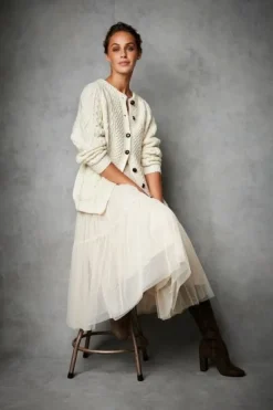 Womens Irish Knitwear|Hand Knit Sweaters*Sweater Shop Irish Aran Handknit Lumber Cardigan Natural