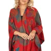 Ladies Aran Ponchos & Capes*Sweater Shop Irish Celtic Design Shawl Red