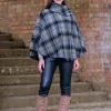 Ladies Aran Ponchos & Capes*Sweater Shop Irish Tweed Poncho Grey / Black Mix col.21