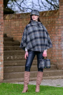 Ladies Aran Ponchos & Capes*Sweater Shop Irish Tweed Poncho Grey / Black Mix col.21