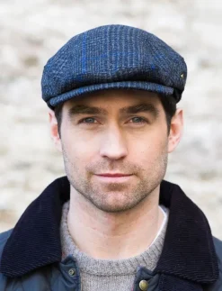 Mens Caps*Sweater Shop Kerry Peak Cap Blue Check 434