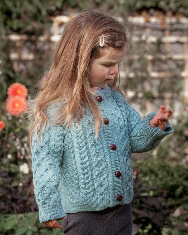 Childrens' Aran Cardigans*Sweater Shop Kids Aran Cardigan AQUA