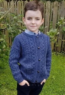 Childrens' Aran Cardigans*Sweater Shop Kids Aran Cardigan Denim Marl