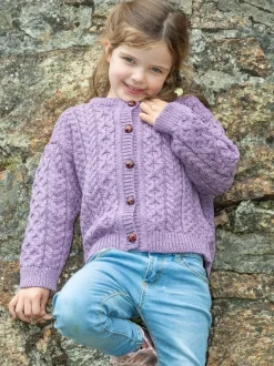 Childrens' Aran Cardigans|Kids Aran Sweaters*Sweater Shop Kids Aran Cardigan Lavander