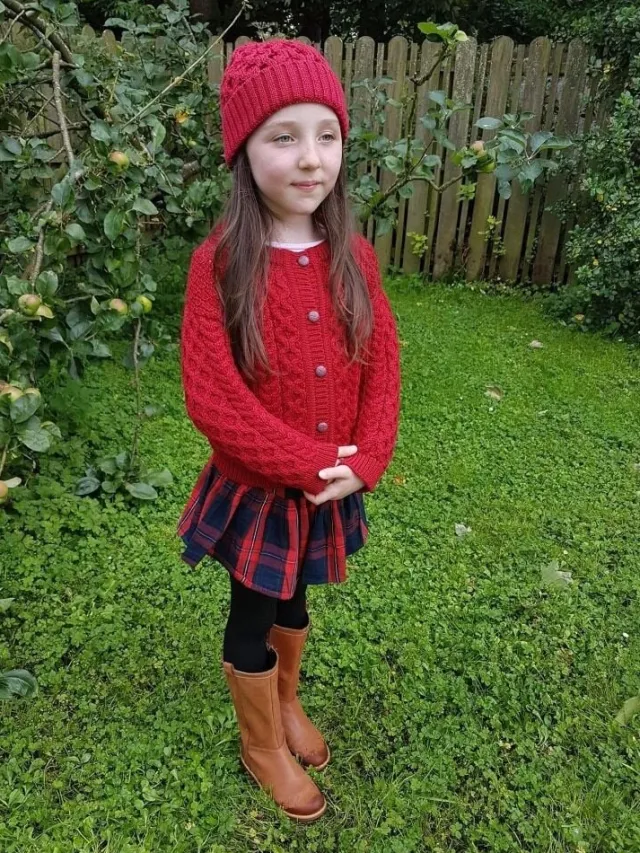 Childrens' Aran Cardigans*Sweater Shop Kids Aran Cardigan Red