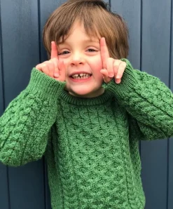 Kids Aran Sweaters*Sweater Shop Kids Aran Sweater Green