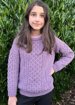 Kids Aran Sweaters*Sweater Shop Kids Aran Sweater Merino Wool - Lavender