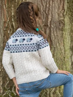 Sheep Toys And Gifts|Childrens' Aran Cardigans*Sweater Shop Kids Sheep Cardigan Merino Wool - Natural