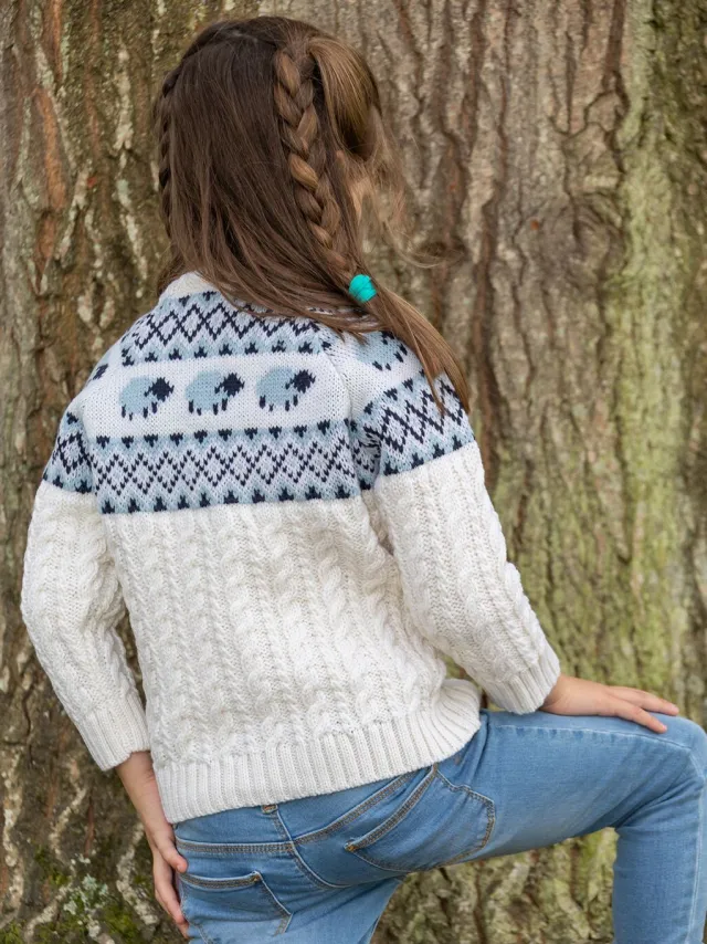 Sheep Toys And Gifts|Childrens' Aran Cardigans*Sweater Shop Kids Sheep Cardigan Merino Wool - Natural