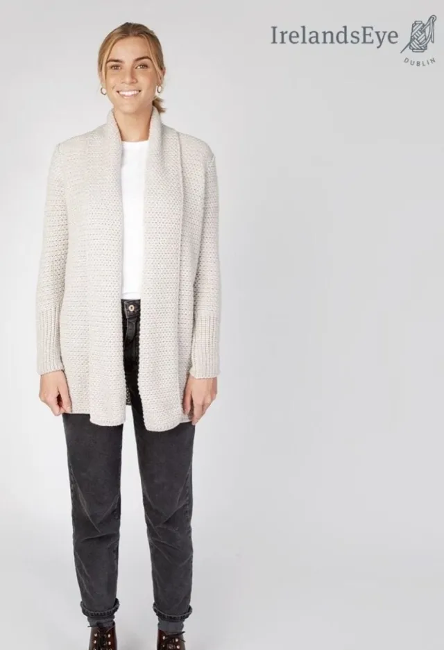 Womens Irish Knitwear|Ladies Cardigans*Sweater Shop Kilcool Textured Coatigan Silver Marl