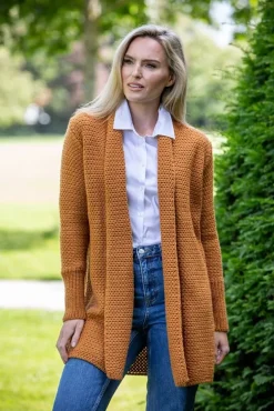 Womens Irish Knitwear|Ladies Cardigans*Sweater Shop Kilcoole Textured Coatigan Golden Ochre