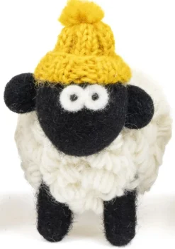 Sheep Toys And Gifts*Sweater Shop Knitted Sheep with Bobble Hat Yellow - Medium