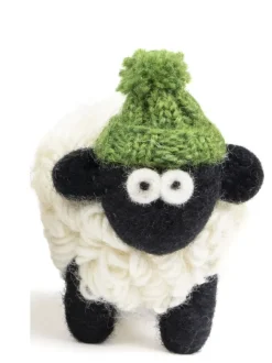 Sheep Toys And Gifts*Sweater Shop Knitted Sheep with Bobble Hat Green - Medium