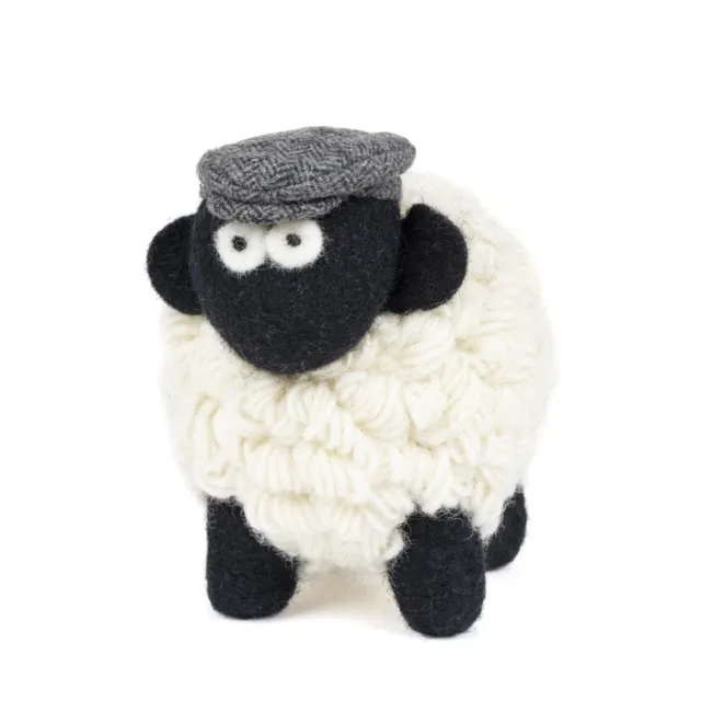 Sheep Toys And Gifts*Sweater Shop Knitted Sheep with Flat Cap - Grey Medium