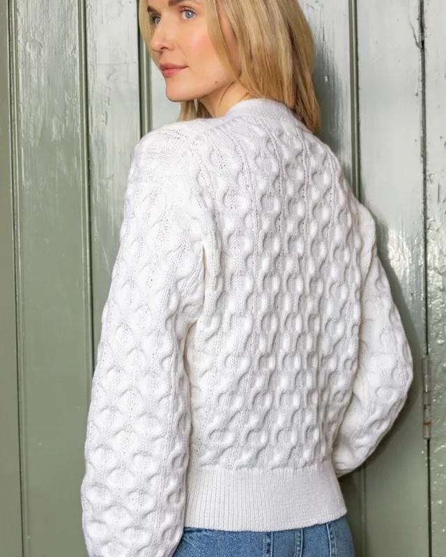 Womens Irish Knitwear|Ladies Cardigans*Sweater Shop Ladies 100% Merino Wool Cropped Cardigan Natural