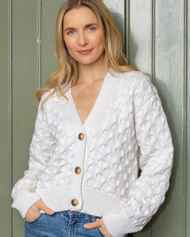 Womens Irish Knitwear|Ladies Cardigans*Sweater Shop Ladies 100% Merino Wool Cropped Cardigan Natural