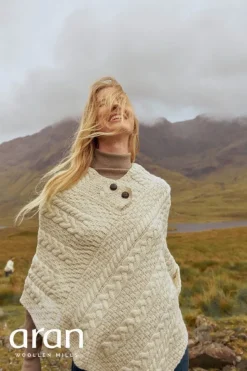 Ladies Aran Ponchos & Capes*Sweater Shop Ladies Aran Poncho One Size