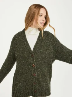 Womens Irish Knitwear|Ladies Cardigans*Sweater Shop Ladies Donegal Cardigan Army