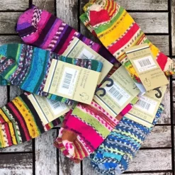 Wool Slippers|Aran Wool Socks*Sweater Shop Ladies Fair Isle Socks Blue/Purple