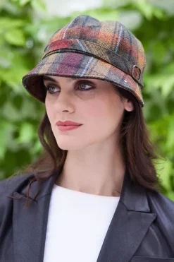 Ladies Hats*Sweater Shop Ladies Flapper Cap Brown Yellow Red 321