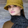Aran Wool Hats|Ladies Hats*Sweater Shop Ladies Irish Flapper Cap Mustard 602