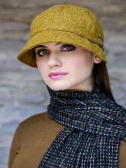 Aran Wool Hats|Ladies Hats*Sweater Shop Ladies Irish Flapper Cap Mustard 602