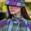 Aran Wool Hats|Ladies Hats*Sweater Shop Ladies Irish Flapper Cap Purple Check Col: 574