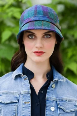 Aran Wool Hats|Ladies Hats*Sweater Shop Ladies Irish Flapper Cap Blue Mix Col: 736
