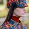 Aran Wool Hats|Ladies Hats*Sweater Shop LADIES IRISH NEWSBOY CAP ORANGE CHECK Col: 60