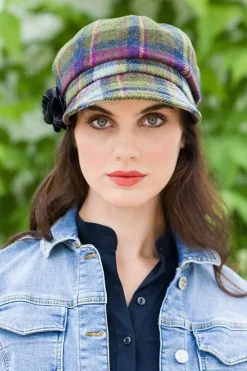 Ladies Hats*Sweater Shop LADIES IRISH NEWSBOY CAP PURPLE CHECK