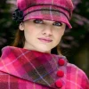 Ladies Hats*Sweater Shop Ladies Newsboy Hat Pink Check 223
