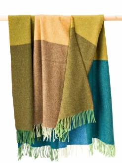 Lambswool*Sweater Shop Lambswool Throw Blue Green Mustard Col. 612