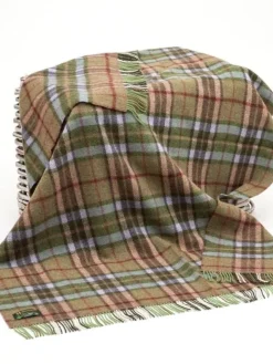 Pure Wool Throw*Sweater Shop Large Irish Picnic Blanket Pink Block - Col.LW126